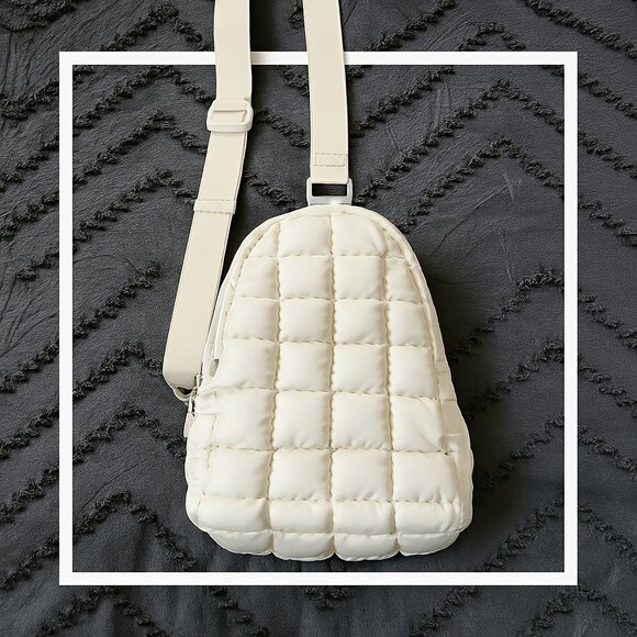 Madison West Handbags - Madison West Cream Quilted Crossbody Bag